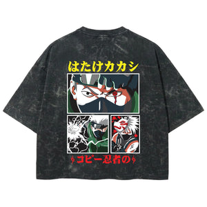 Playera streetwear premium de anime y gaming ExtraLife MX, corte boxy deluxe mineral wash heavyweight en color Acid Wash, moda urbana mexicana de culto.