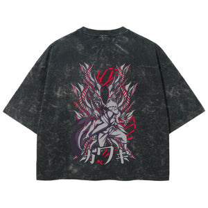 Playera streetwear premium de anime y gaming ExtraLife MX, corte boxy deluxe mineral wash heavyweight en color Acid Wash, moda urbana mexicana de culto.