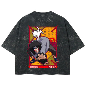 Playera streetwear premium de anime y gaming ExtraLife MX, corte boxy deluxe mineral wash heavyweight en color Acid Wash, moda urbana mexicana de culto.