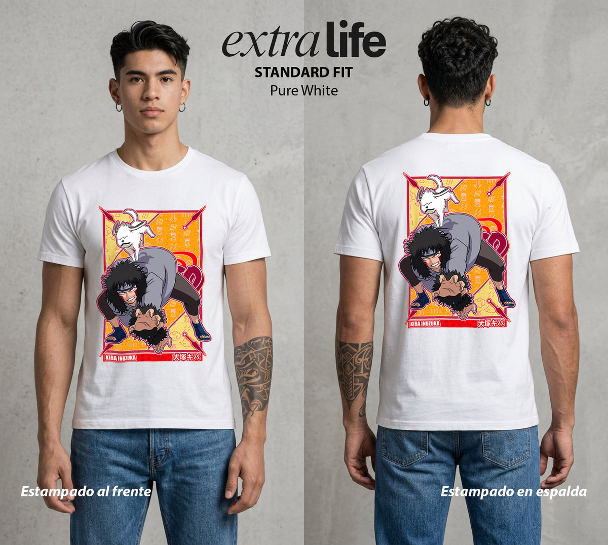 La Aldea Oculta | Zorro de Nueve Colas #02830 - Playera Classic Premium | Pure White - Foto en modelo