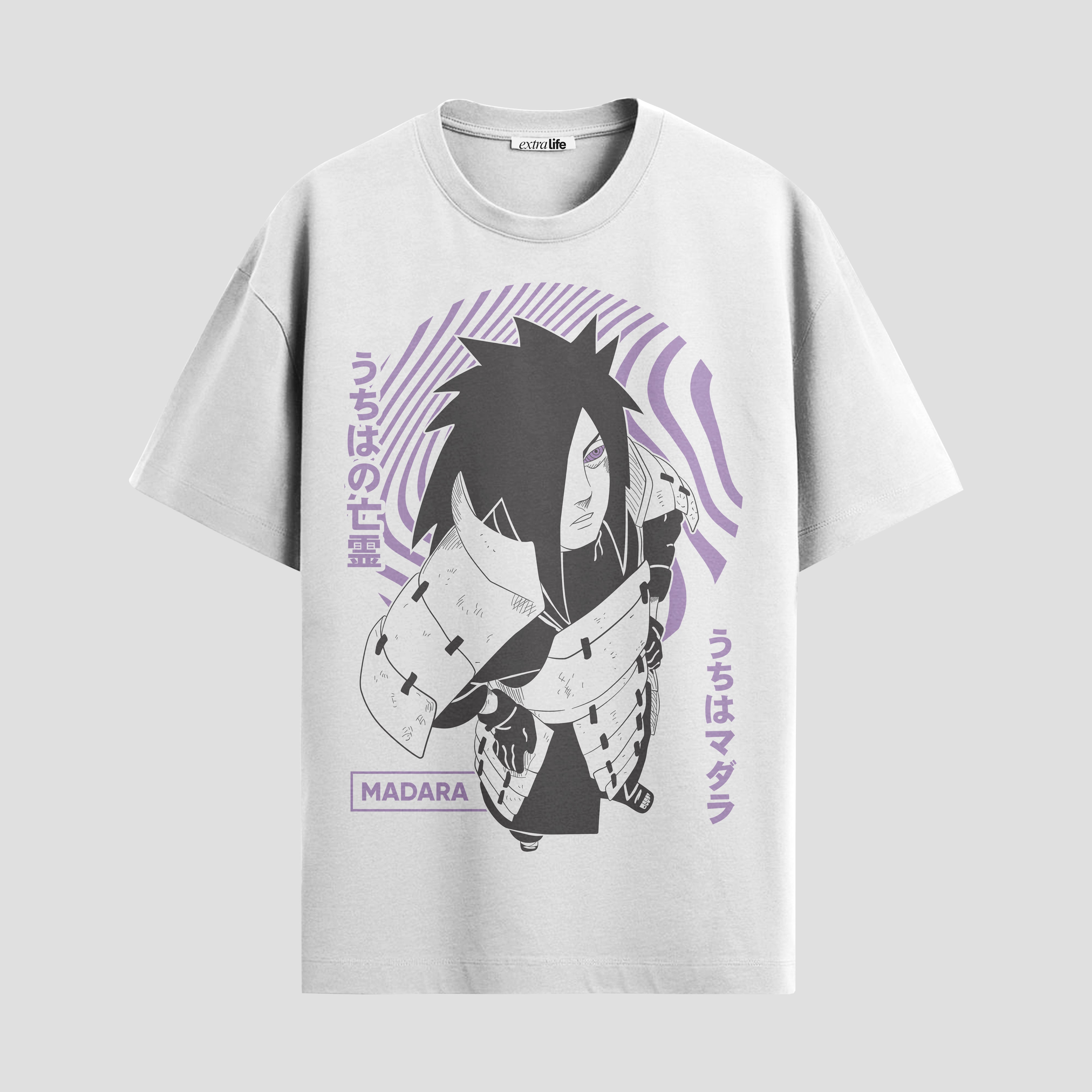 Playera urbana de anime y gaming ExtraLife MX, corte Standard Fit unisex ligero y transpirable en color Deep Black y Pure White, ropa de uso diario para gym y casual.