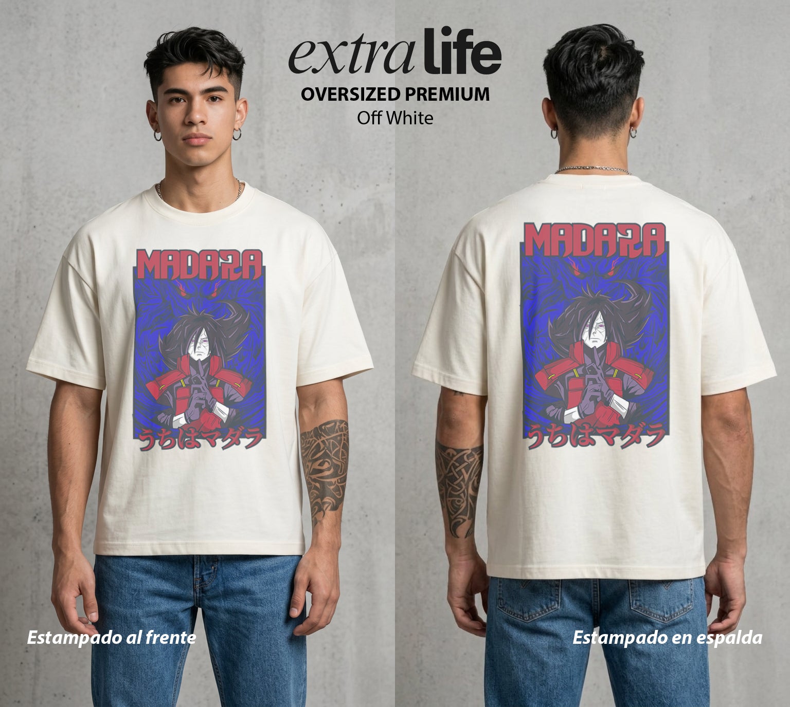 La Aldea Oculta | El Niño del Amor #02841 - Playera Oversized Premium | Off White - Foto en modelo
