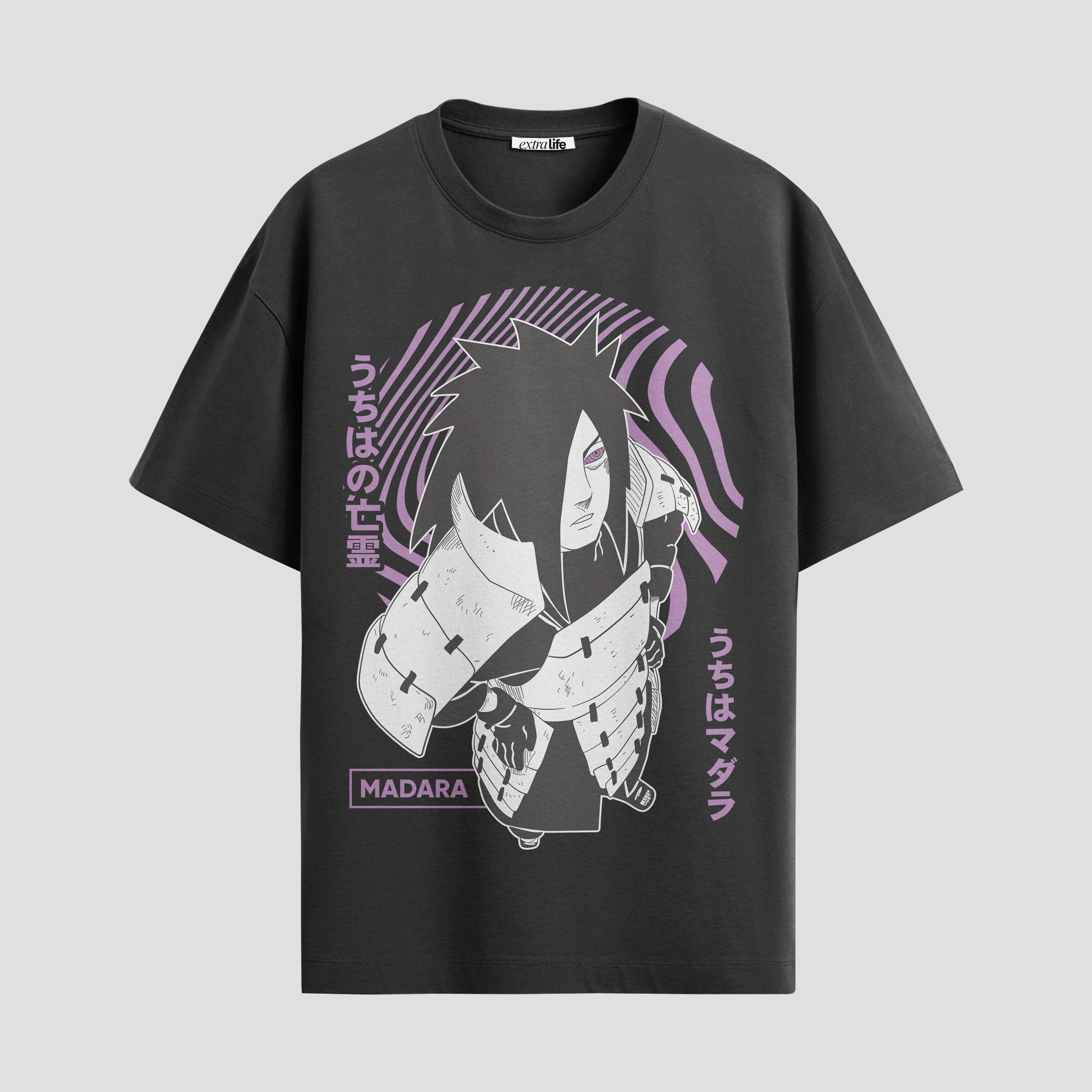 Playera urbana de anime y gaming ExtraLife MX, corte Standard Fit unisex ligero y transpirable en color Deep Black y Pure White, ropa de uso diario para gym y casual.