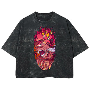 Playera streetwear premium de anime y gaming ExtraLife MX, corte boxy deluxe mineral wash heavyweight en color Acid Wash, moda urbana mexicana de culto.