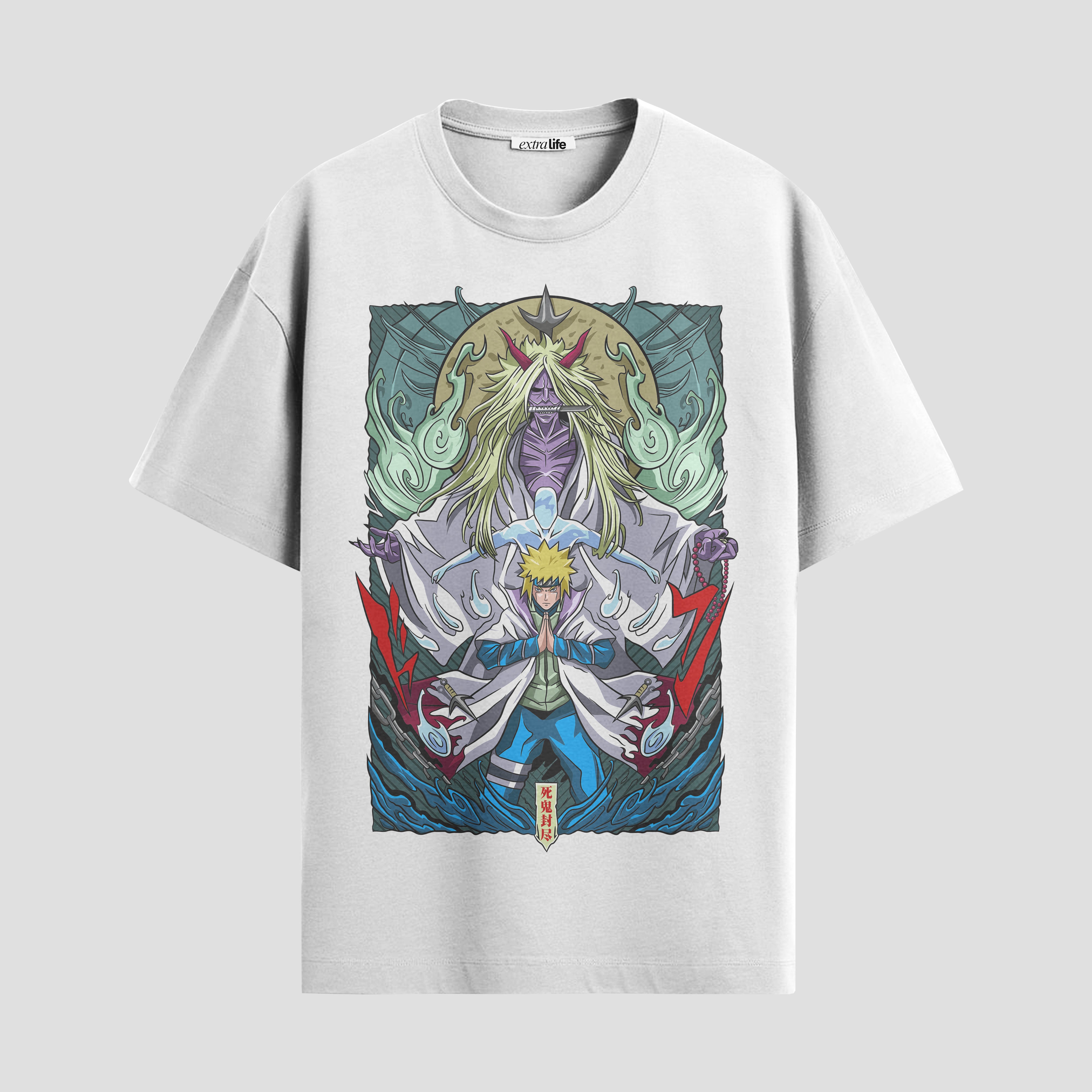 Playera urbana de anime y gaming ExtraLife MX, corte Standard Fit unisex ligero y transpirable en color Deep Black y Pure White, ropa de uso diario para gym y casual.