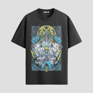 Playera urbana de anime y gaming ExtraLife MX, corte Standard Fit unisex ligero y transpirable en color Deep Black y Pure White, ropa de uso diario para gym y casual.