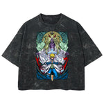 Playera streetwear premium de anime y gaming ExtraLife MX, corte boxy deluxe mineral wash heavyweight en color Acid Wash, moda urbana mexicana de culto.