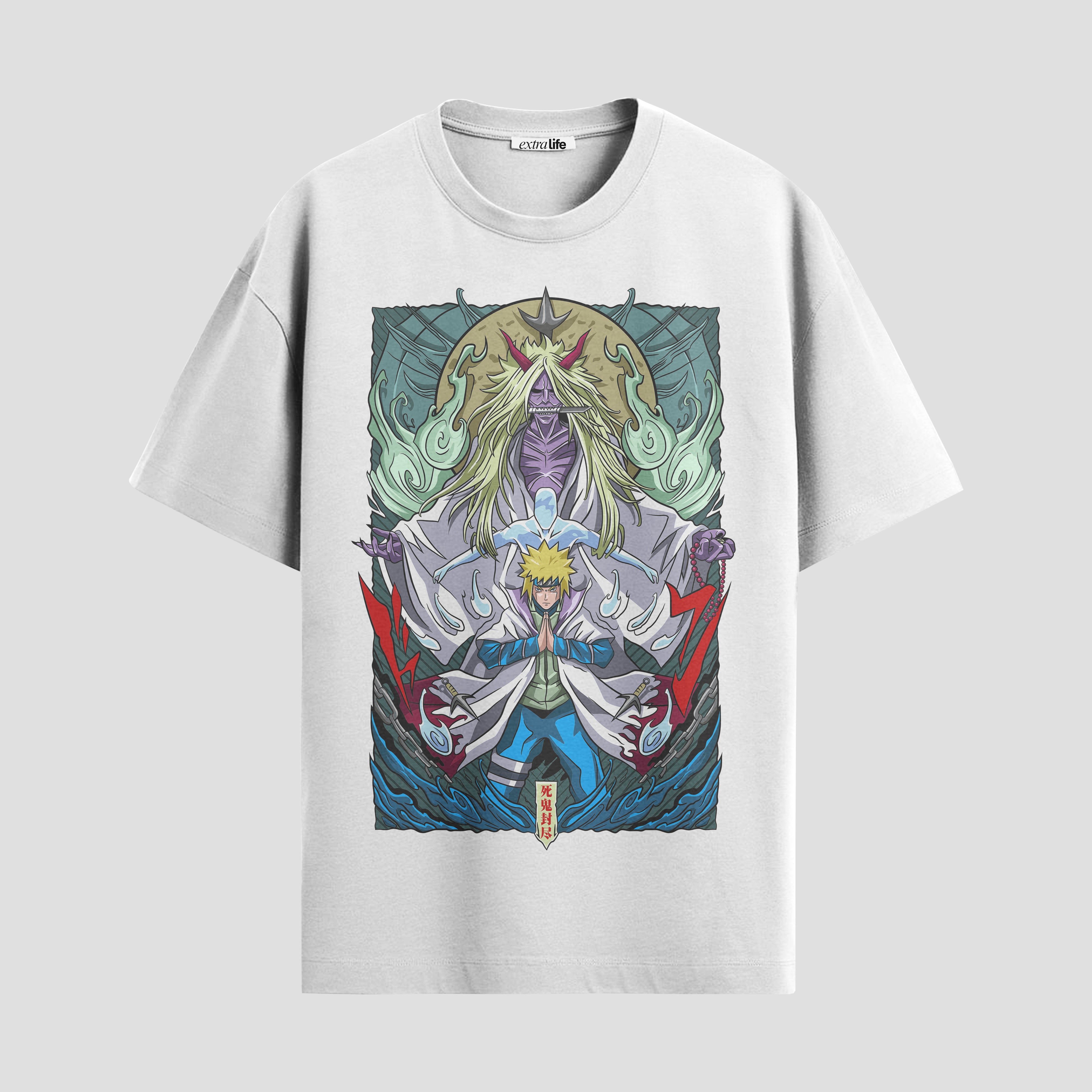 Playera urbana de anime y gaming ExtraLife MX, corte Standard Fit unisex ligero y transpirable en color Deep Black y Pure White, ropa de uso diario para gym y casual.