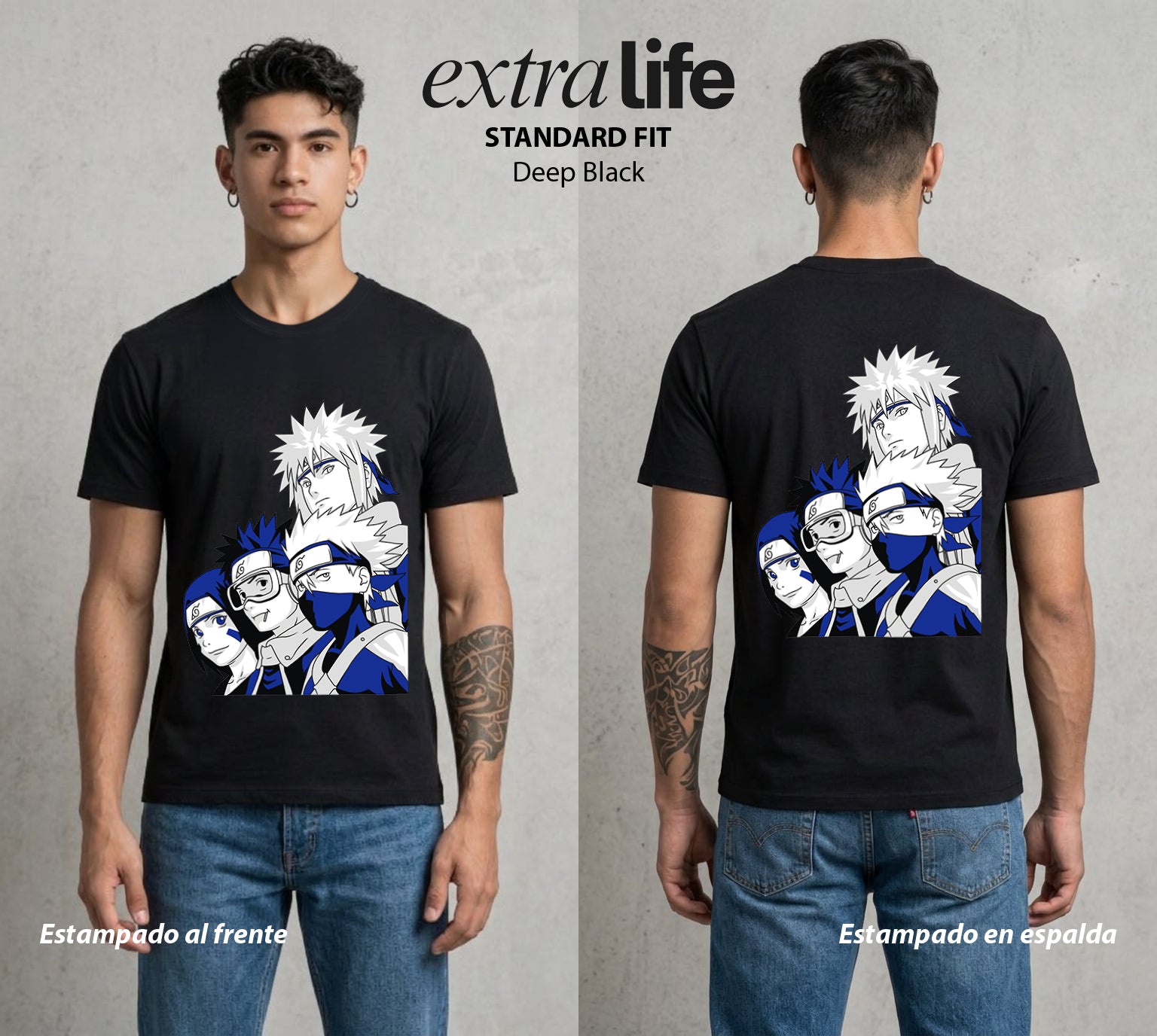 La Aldea Oculta | Zorro de Nueve Colas #02853 - Playera Standard Fit | Deep Black - Foto en modelo
