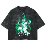 Playera streetwear premium de anime y gaming ExtraLife MX, corte boxy deluxe mineral wash heavyweight en color Acid Wash, moda urbana mexicana de culto.