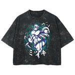 Playera streetwear premium de anime y gaming ExtraLife MX, corte boxy deluxe mineral wash heavyweight en color Acid Wash, moda urbana mexicana de culto.