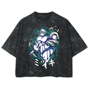 Playera streetwear premium de anime y gaming ExtraLife MX, corte boxy deluxe mineral wash heavyweight en color Acid Wash, moda urbana mexicana de culto.