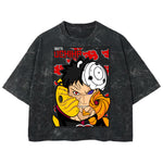 Playera streetwear premium de anime y gaming ExtraLife MX, corte boxy deluxe mineral wash heavyweight en color Acid Wash, moda urbana mexicana de culto.