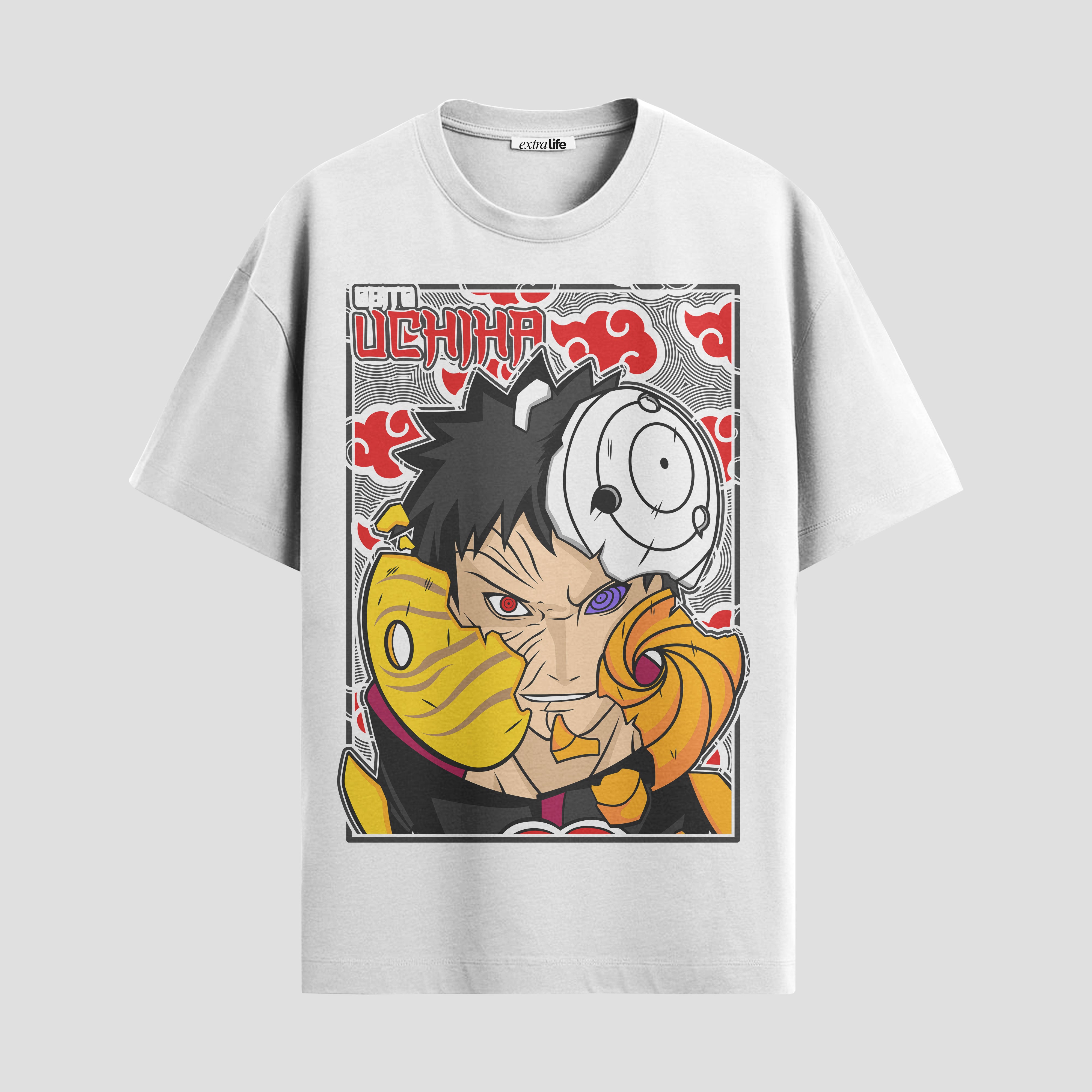 Playera urbana de anime y gaming ExtraLife MX, corte Standard Fit unisex ligero y transpirable en color Deep Black y Pure White, ropa de uso diario para gym y casual.