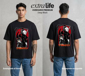La Aldea Oculta | Dattebayo del Viento #02861 - Playera Oversized Premium | Deep Black - Foto en modelo