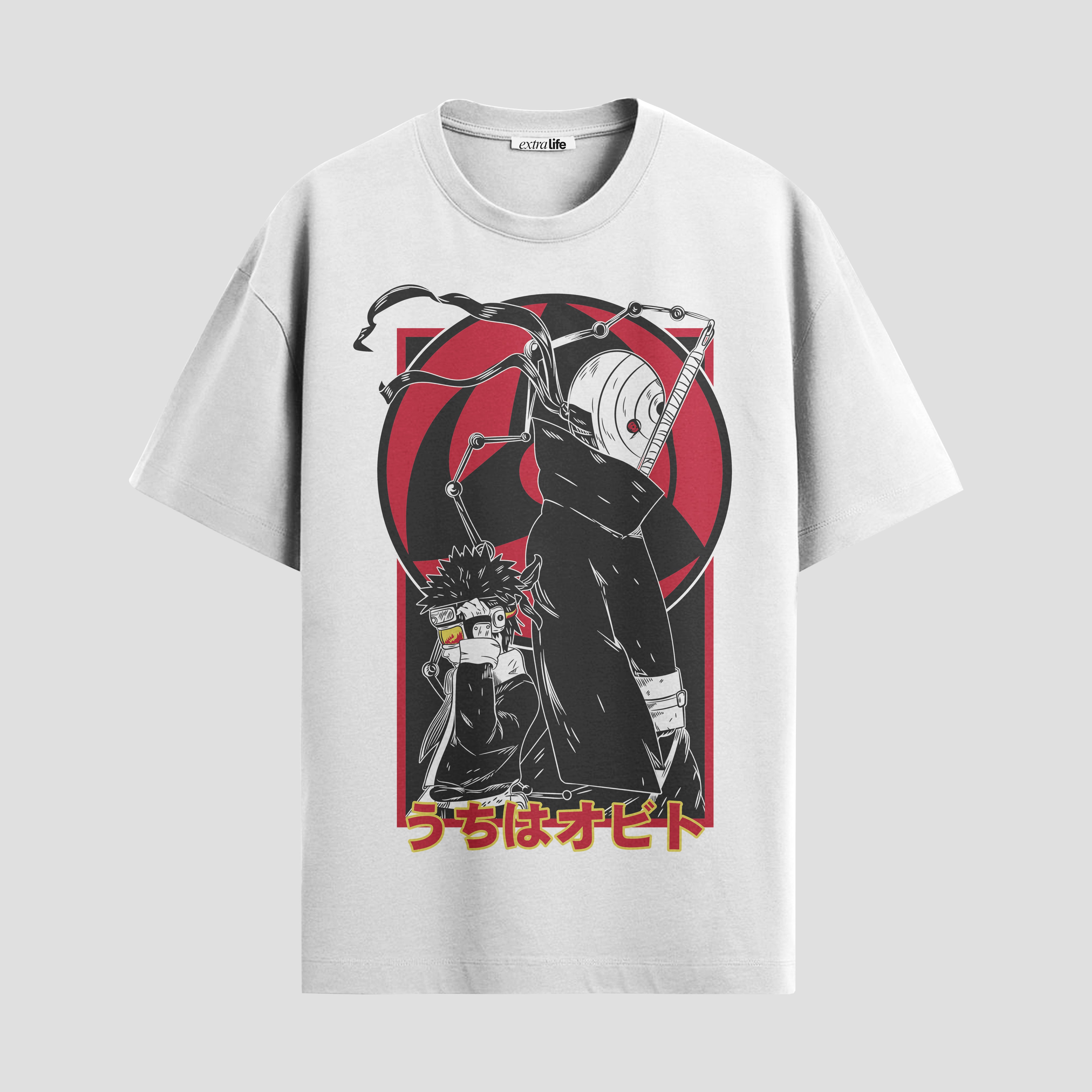Playera urbana de anime y gaming ExtraLife MX, corte Standard Fit unisex ligero y transpirable en color Deep Black y Pure White, ropa de uso diario para gym y casual.