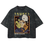 Playera streetwear premium de anime y gaming ExtraLife MX, corte boxy deluxe mineral wash heavyweight en color Acid Wash, moda urbana mexicana de culto.