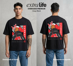 La Aldea Oculta | Ninja de la Hoja #02864 - Playera Oversized Premium | Deep Black - Foto en modelo