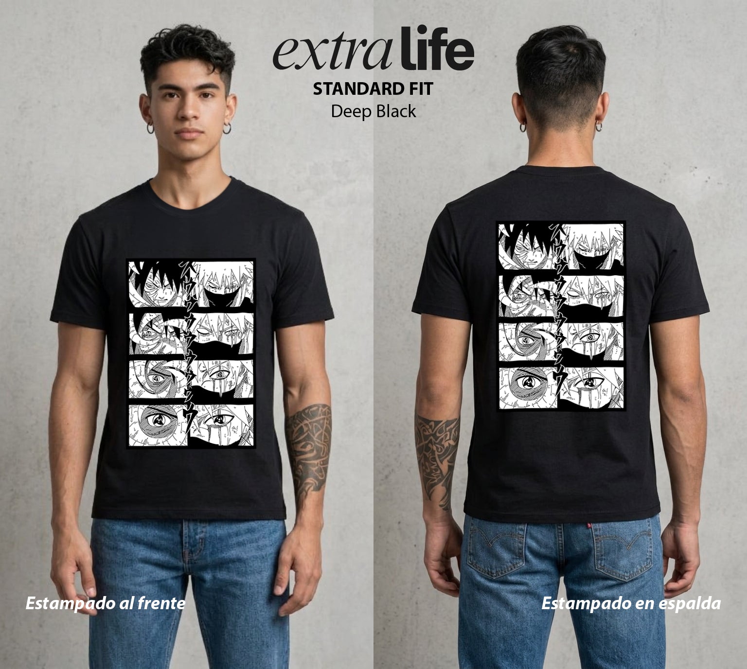 La Aldea Oculta | Zorro de Nueve Colas #02867 - Playera Standard Fit | Deep Black - Foto en modelo