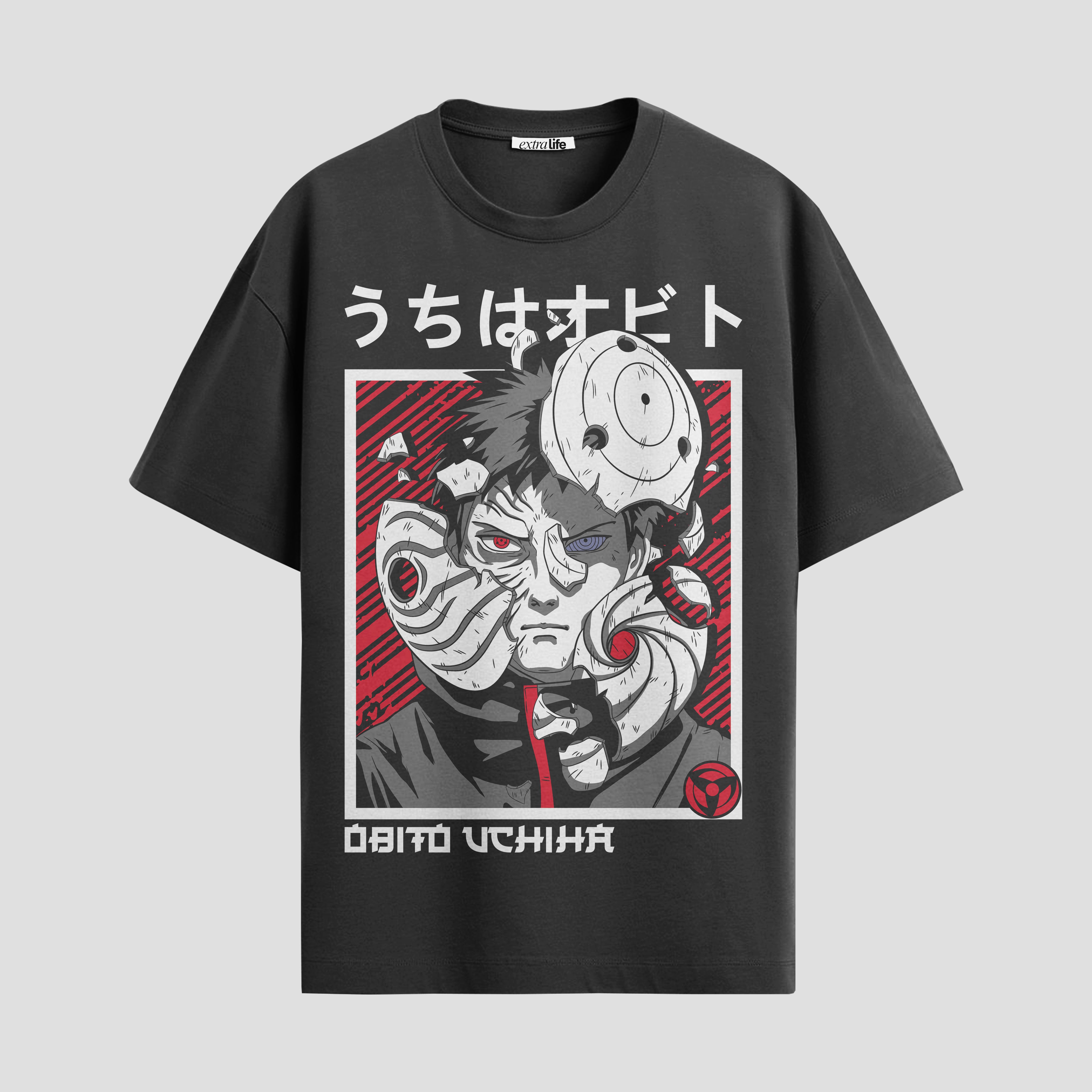 Playera urbana de anime y gaming ExtraLife MX, corte Standard Fit unisex ligero y transpirable en color Deep Black y Pure White, ropa de uso diario para gym y casual.