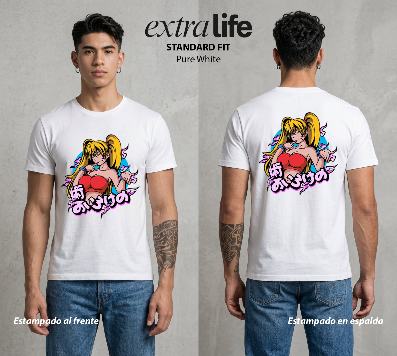 La Aldea Oculta | Zorro de Nueve Colas #02870 - Playera Standard Fit | Pure White - Foto en modelo