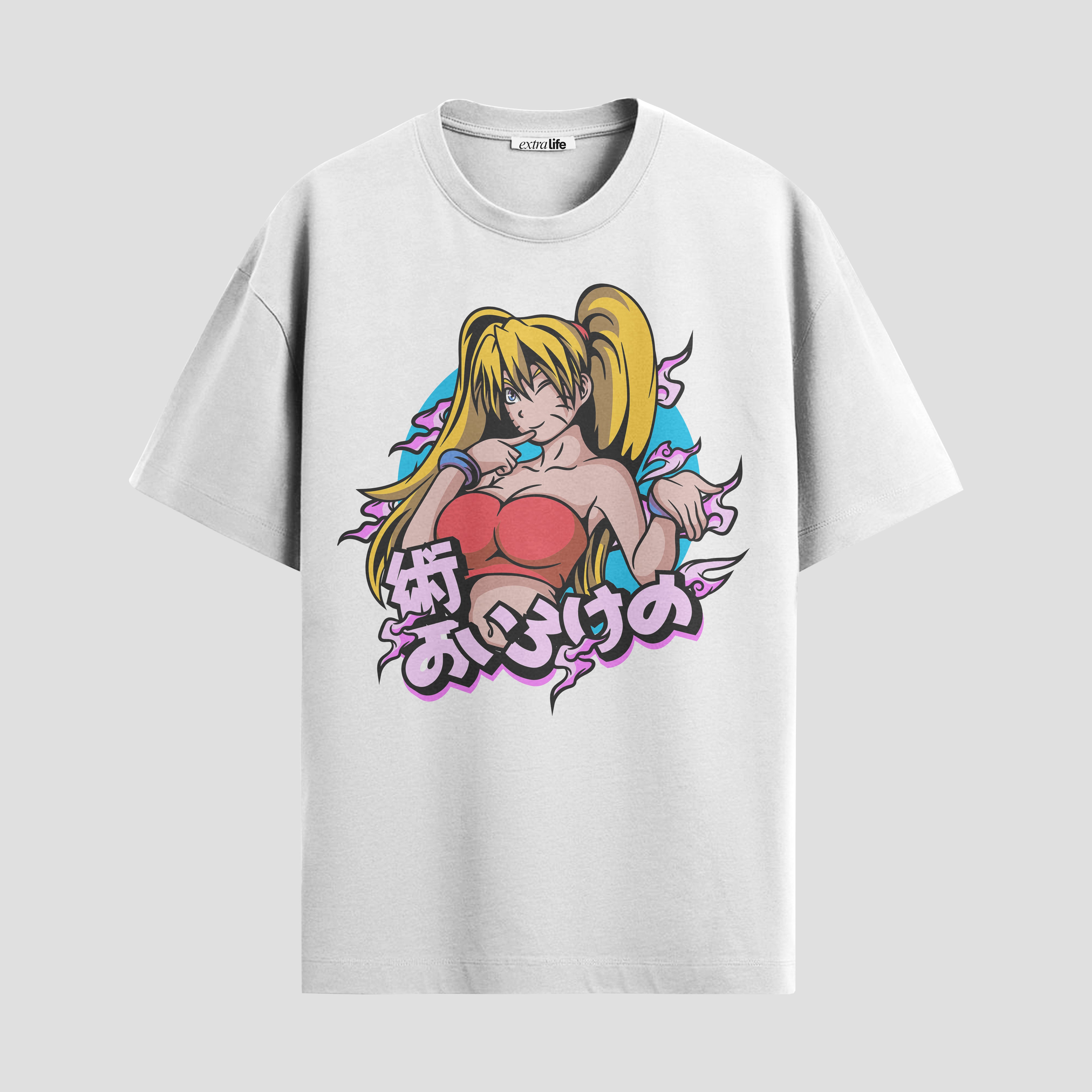 Playera urbana de anime y gaming ExtraLife MX, corte Standard Fit unisex ligero y transpirable en color Deep Black y Pure White, ropa de uso diario para gym y casual.