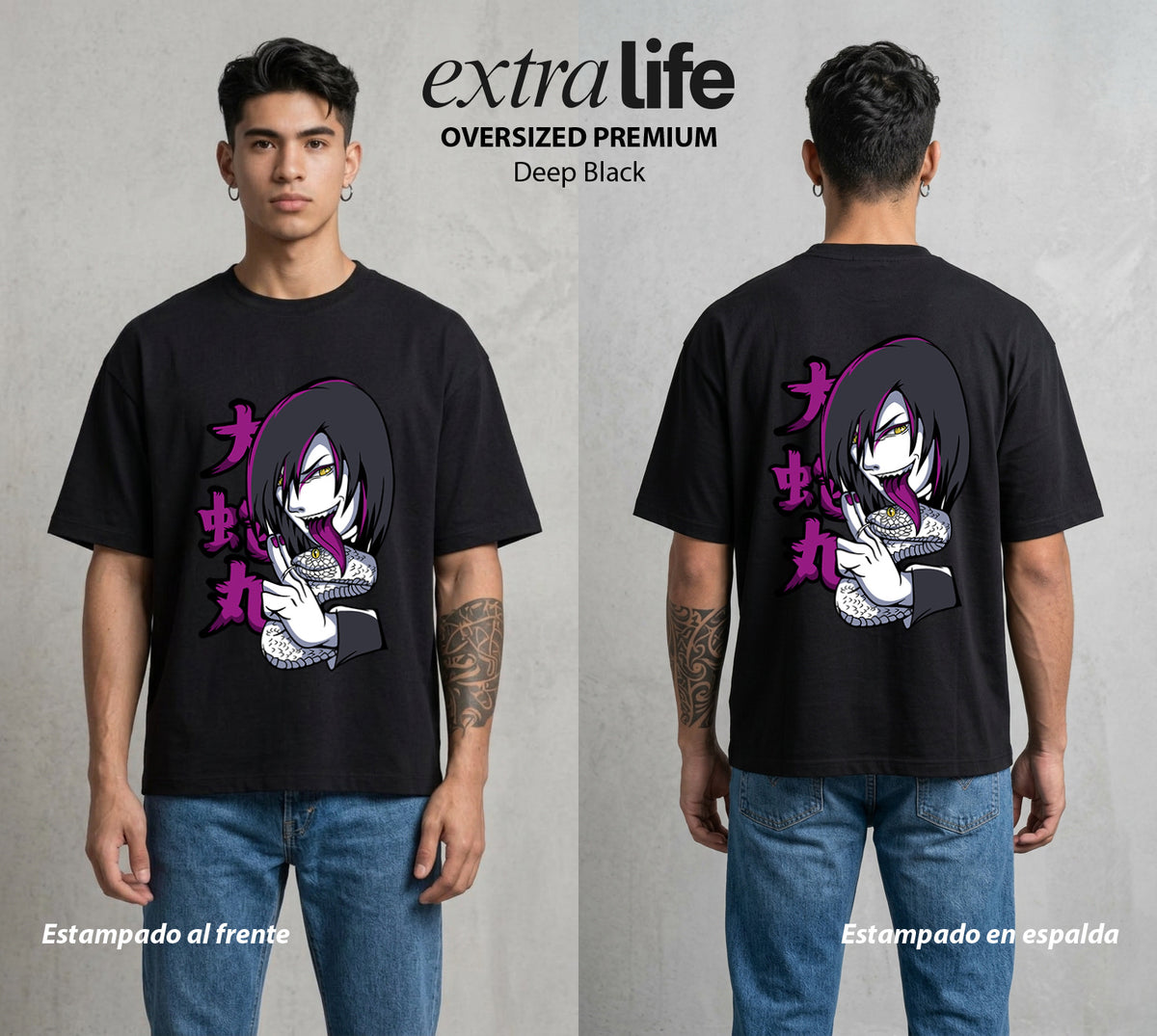 La Aldea Oculta | El Hokage del Futuro #02873 - Playera Oversized Premium | Deep Black - Foto en modelo