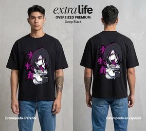 La Aldea Oculta | El Hokage del Futuro #02873 - Playera Oversized Premium | Deep Black - Foto en modelo