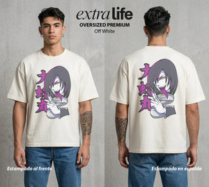 La Aldea Oculta | El Hokage del Futuro #02873 - Playera Oversized Premium | Off White - Foto en modelo