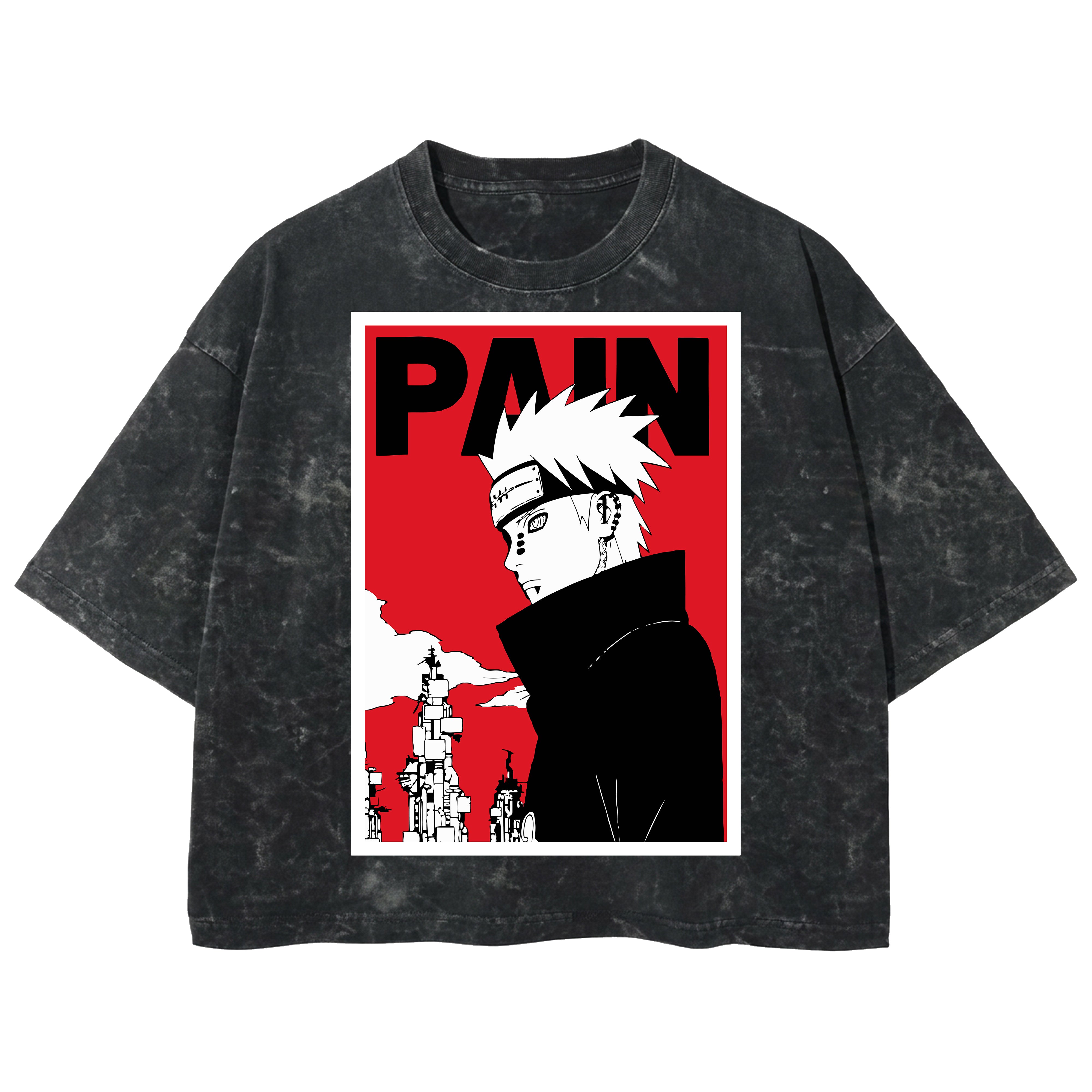 Playera streetwear premium de anime y gaming ExtraLife MX, corte boxy deluxe mineral wash heavyweight en color Acid Wash, moda urbana mexicana de culto.
