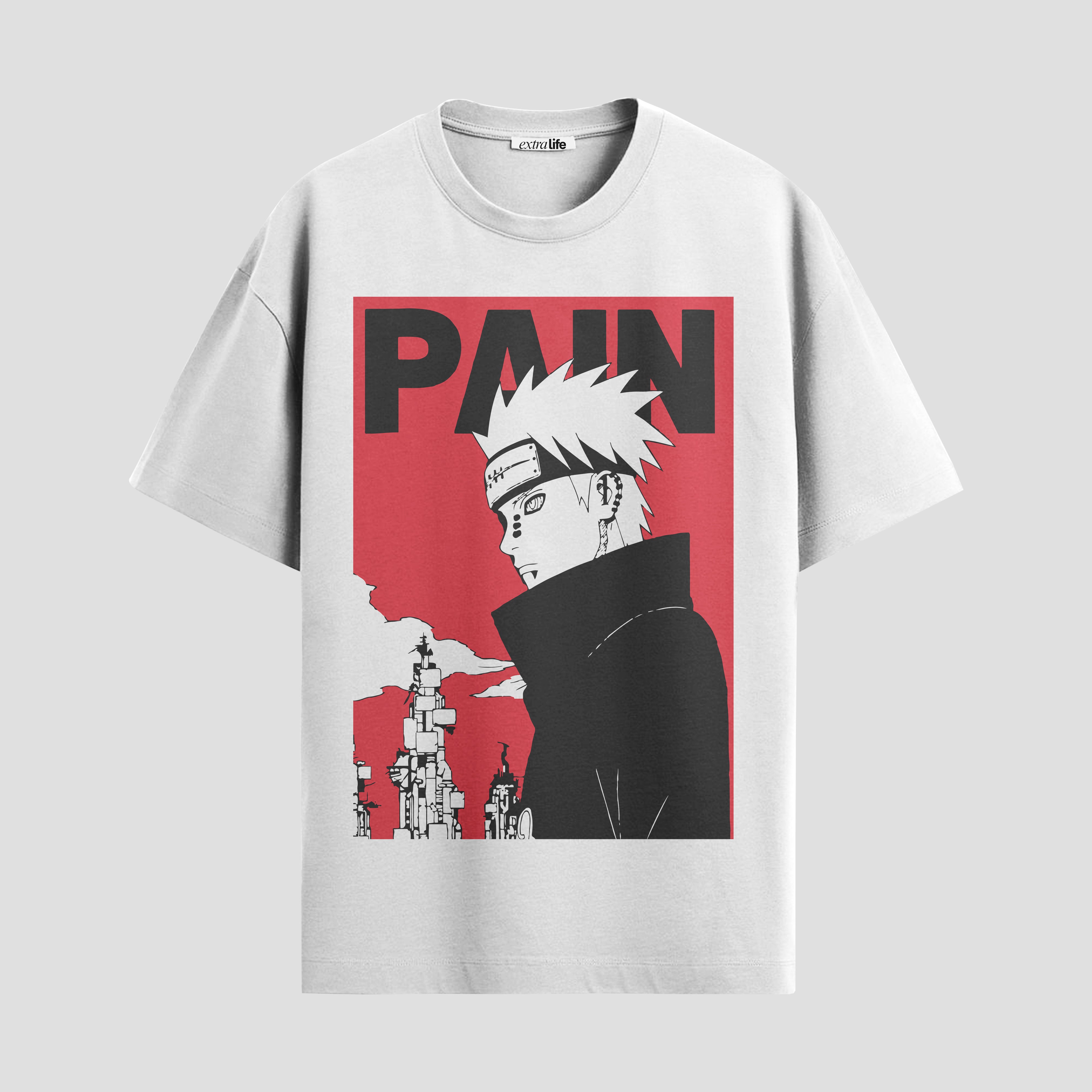 Playera urbana de anime y gaming ExtraLife MX, corte Standard Fit unisex ligero y transpirable en color Deep Black y Pure White, ropa de uso diario para gym y casual.
