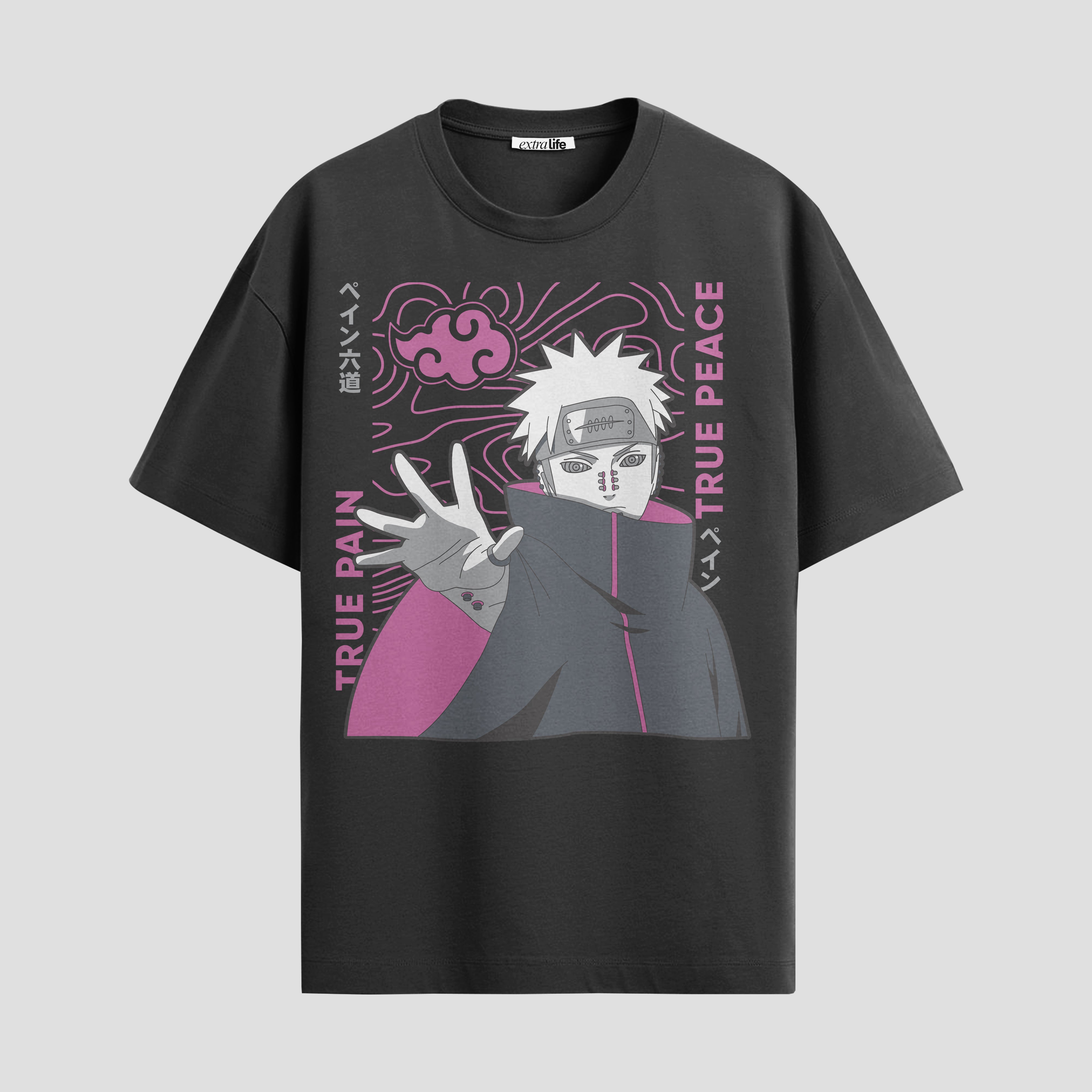 Playera urbana de anime y gaming ExtraLife MX, corte Standard Fit unisex ligero y transpirable en color Deep Black y Pure White, ropa de uso diario para gym y casual.
