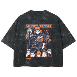 Playera streetwear premium de anime y gaming ExtraLife MX, corte boxy deluxe mineral wash heavyweight en color Acid Wash, moda urbana mexicana de culto.