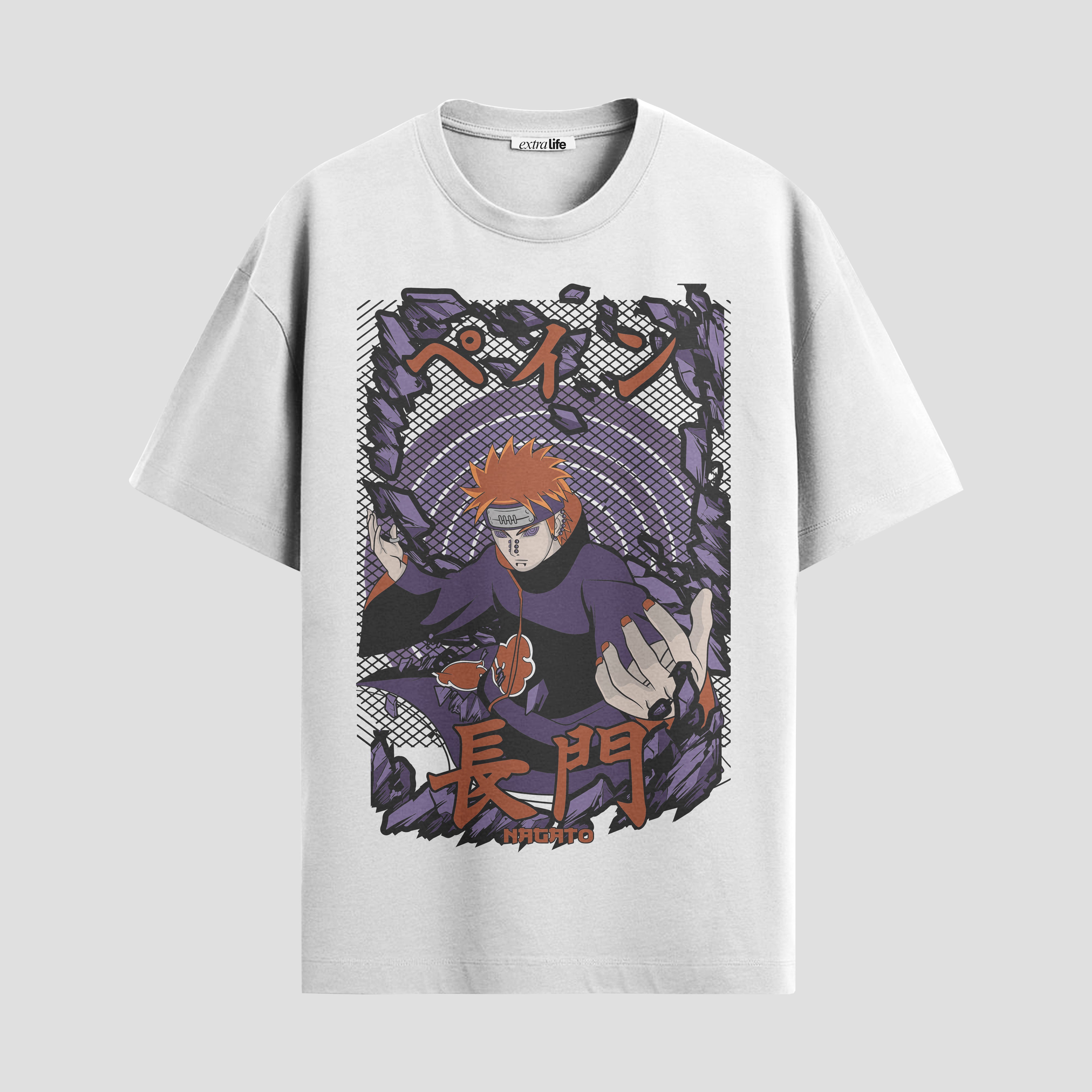 Playera urbana de anime y gaming ExtraLife MX, corte Standard Fit unisex ligero y transpirable en color Deep Black y Pure White, ropa de uso diario para gym y casual.