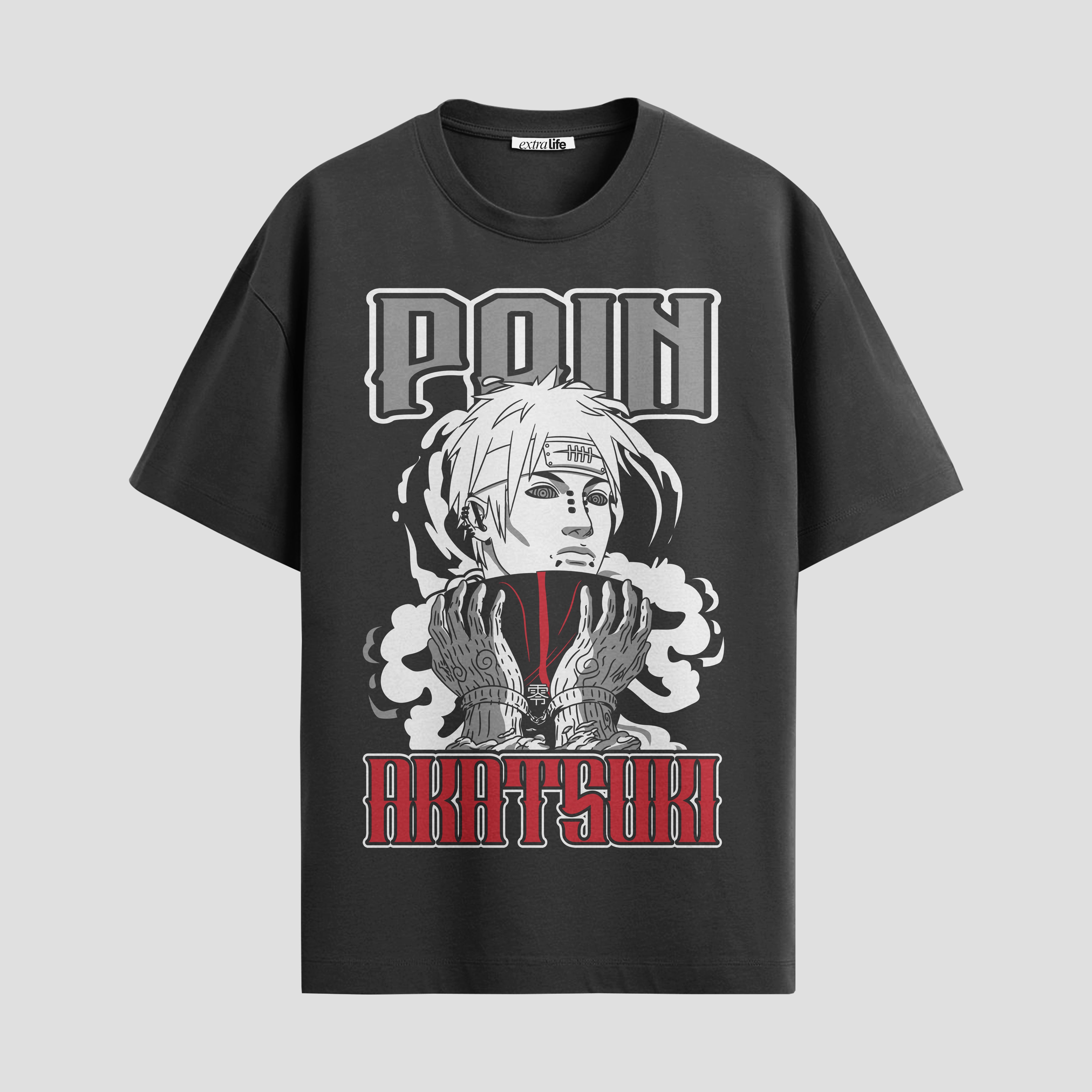 Playera urbana de anime y gaming ExtraLife MX, corte Standard Fit unisex ligero y transpirable en color Deep Black y Pure White, ropa de uso diario para gym y casual.