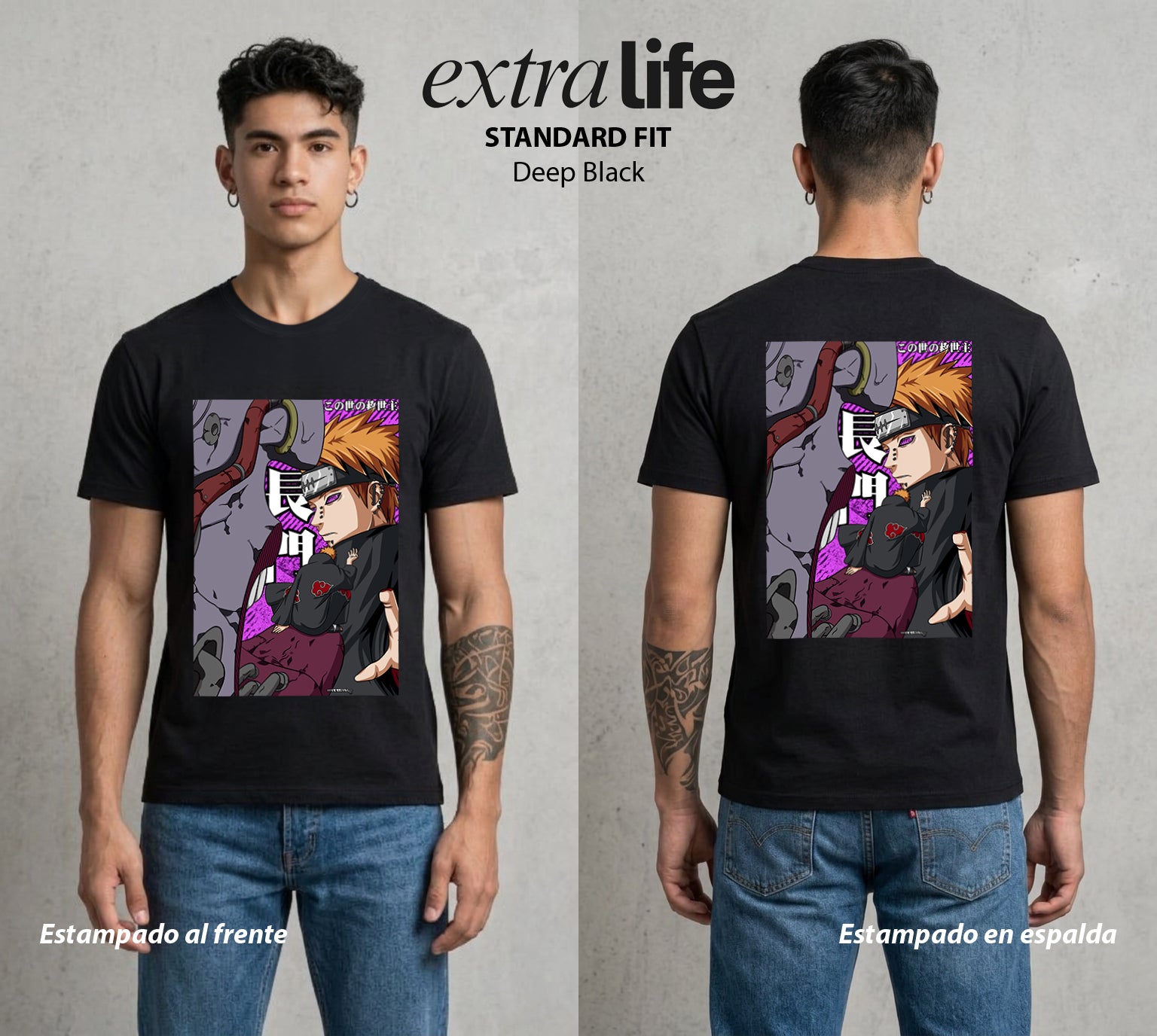 La Aldea Oculta | El Hokage del Futuro #02883 - Playera Standard Fit | Deep Black - Foto en modelo