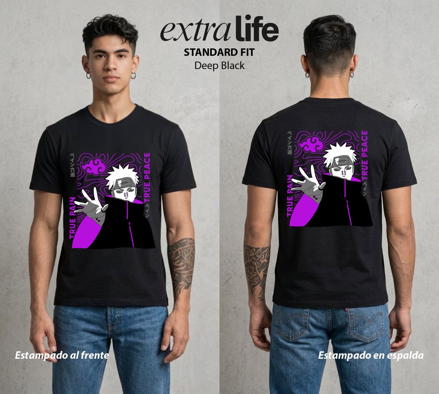La Aldea Oculta | Poder del Chakra Zorro #02886 - Playera Standard Fit | Deep Black - Foto en modelo