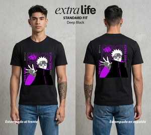 La Aldea Oculta | Poder del Chakra Zorro #02886 - Playera Standard Fit | Deep Black - Foto en modelo