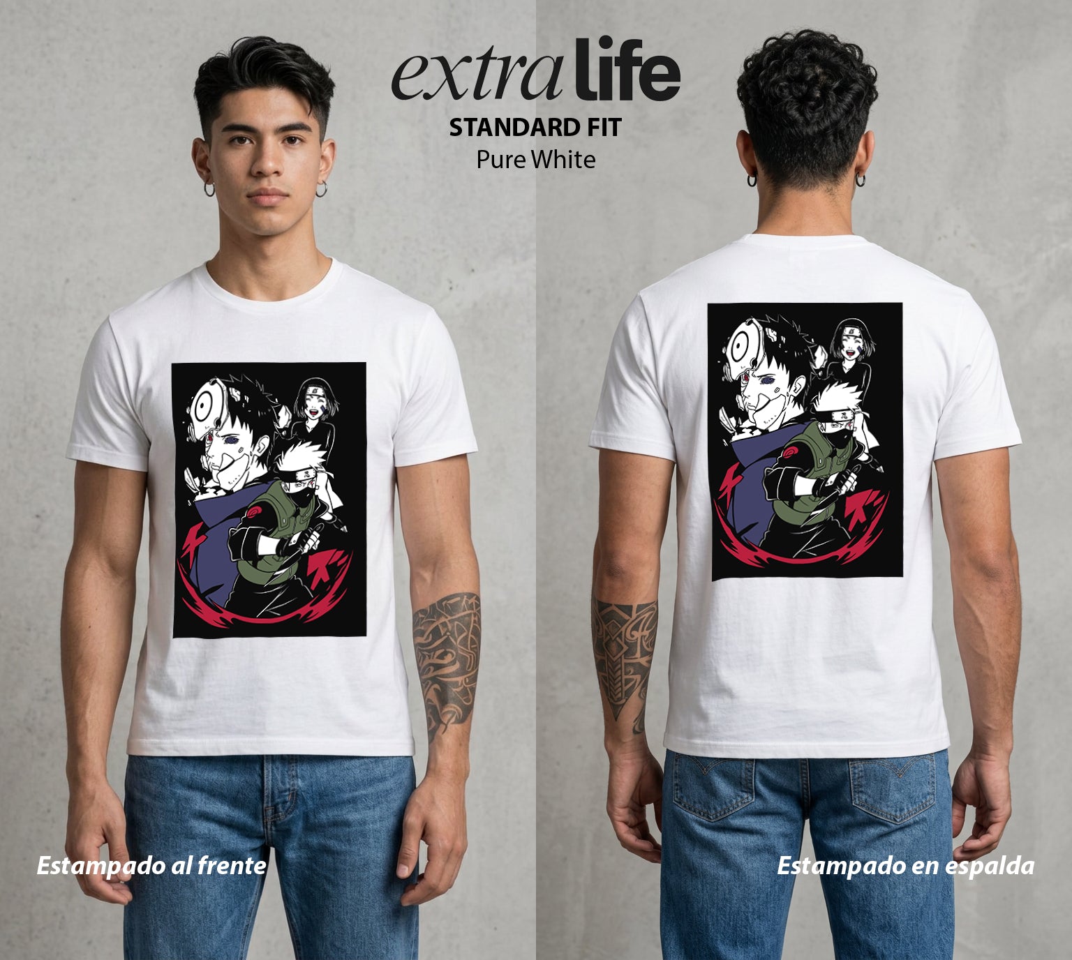 La Aldea Oculta | Zorro de Nueve Colas #02887 - Playera Standard Fit | Pure White - Foto en modelo