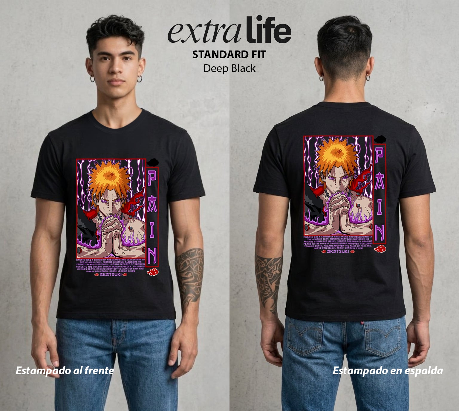 La Aldea Oculta | Ninja de la Hoja #02888 - Playera Standard Fit | Deep Black - Foto en modelo