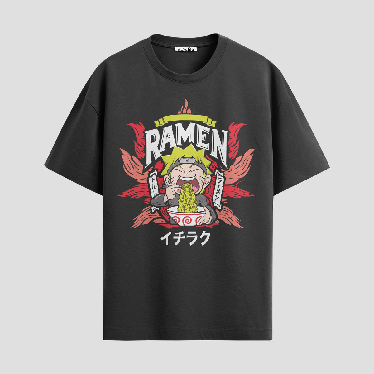 Playera urbana de anime y gaming ExtraLife MX, corte Classic Premium unisex ligero y transpirable en color Deep Black y Pure White, ropa de uso diario para gym y casual.