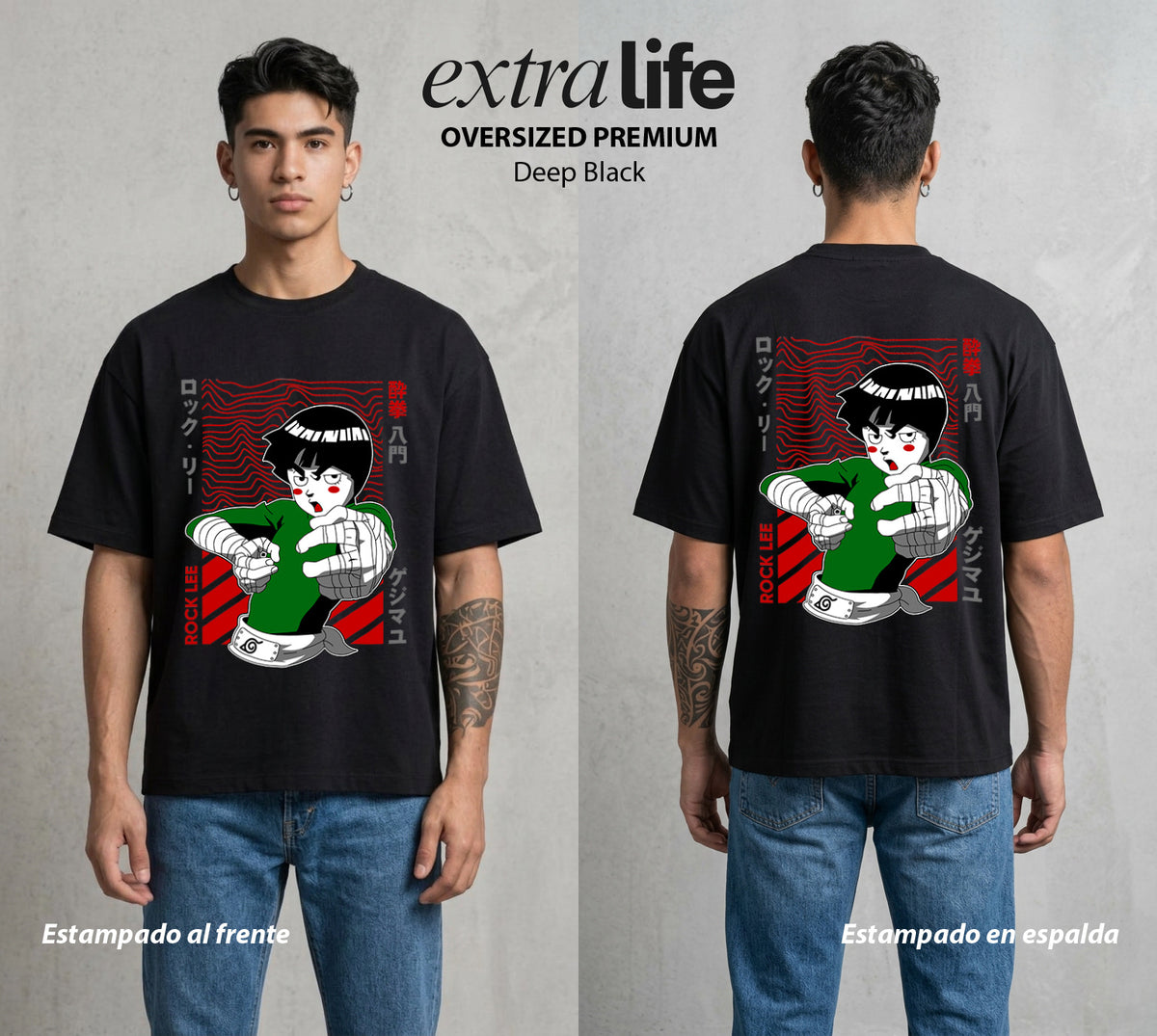 La Aldea Oculta | El Hokage del Futuro #02892 - Playera Oversized Premium | Deep Black - Foto en modelo