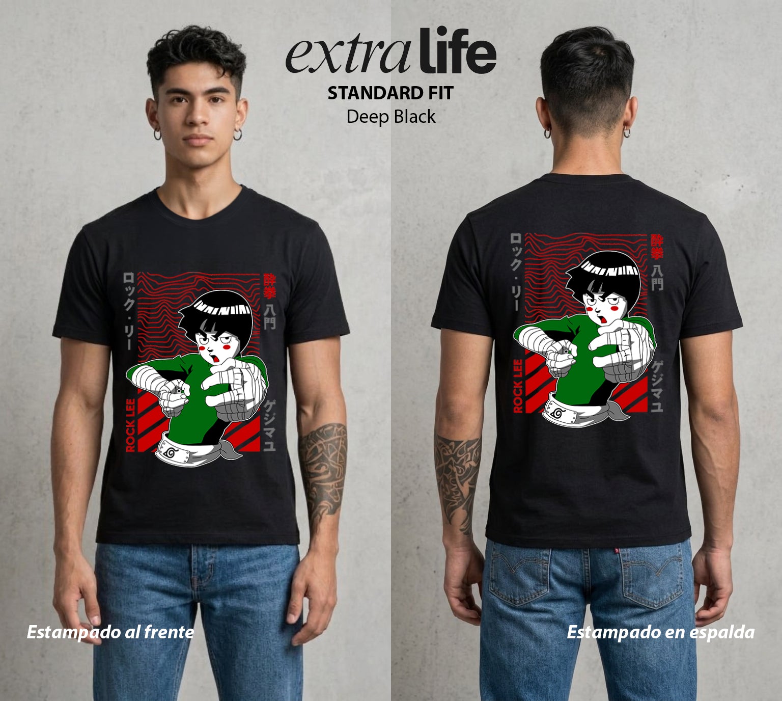 La Aldea Oculta | El Hokage del Futuro #02892 - Playera Standard Fit | Deep Black - Foto en modelo