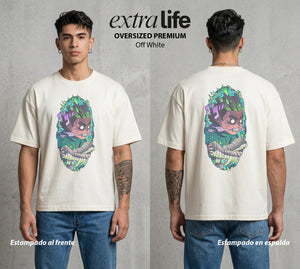 La Aldea Oculta | Dattebayo del Viento #02893 - Playera Oversized Premium | Off White - Foto en modelo