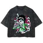 Playera streetwear premium de anime y gaming ExtraLife MX, corte boxy deluxe mineral wash heavyweight en color Acid Wash, moda urbana mexicana de culto.