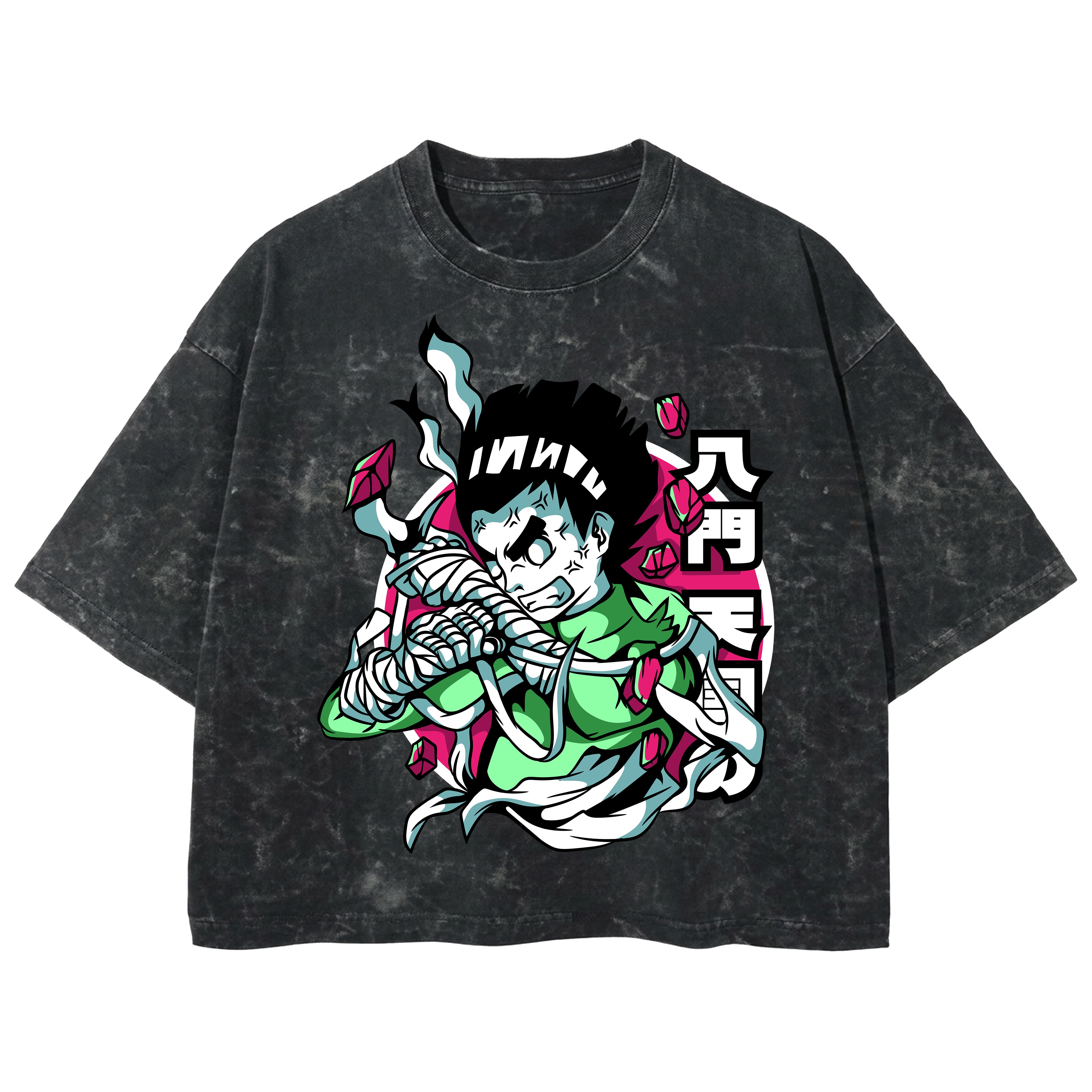 Playera streetwear premium de anime y gaming ExtraLife MX, corte boxy deluxe mineral wash heavyweight en color Acid Wash, moda urbana mexicana de culto.