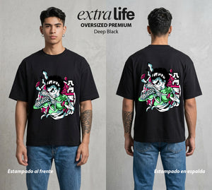 La Aldea Oculta | El Niño del Amor #02894 - Playera Oversized Premium | Deep Black - Foto en modelo