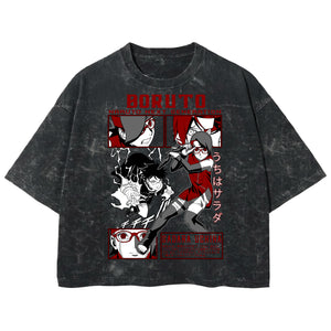 Playera streetwear premium de anime y gaming ExtraLife MX, corte boxy deluxe mineral wash heavyweight en color Acid Wash, moda urbana mexicana de culto.