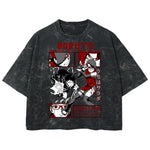 Playera streetwear premium de anime y gaming ExtraLife MX, corte boxy deluxe mineral wash heavyweight en color Acid Wash, moda urbana mexicana de culto.
