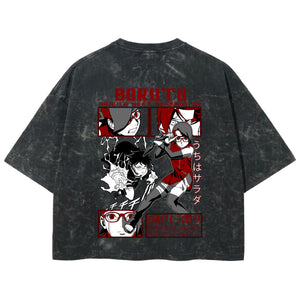 Playera streetwear premium de anime y gaming ExtraLife MX, corte boxy deluxe mineral wash heavyweight en color Acid Wash, moda urbana mexicana de culto.